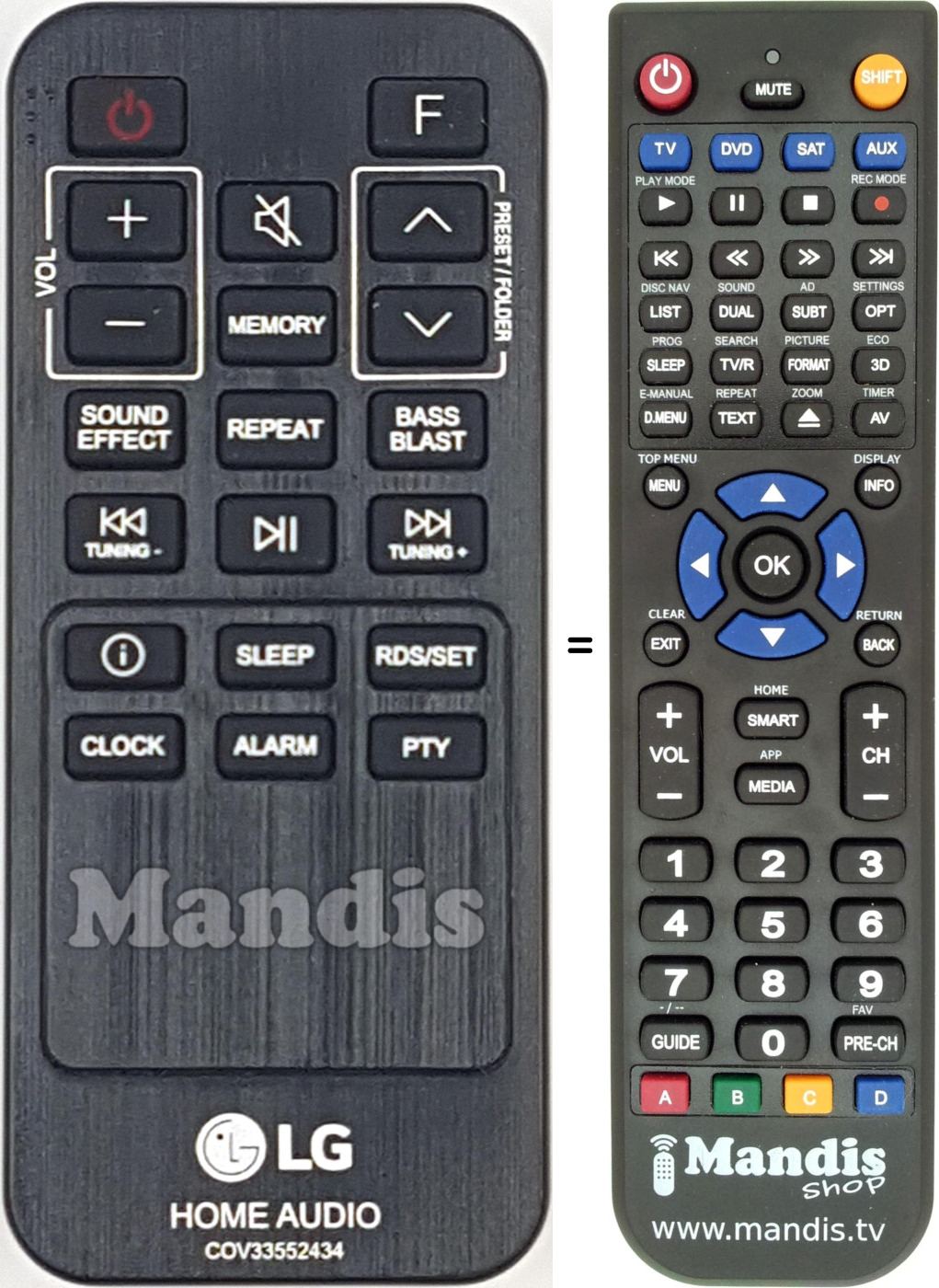 Replacement remote control LG COV33552434