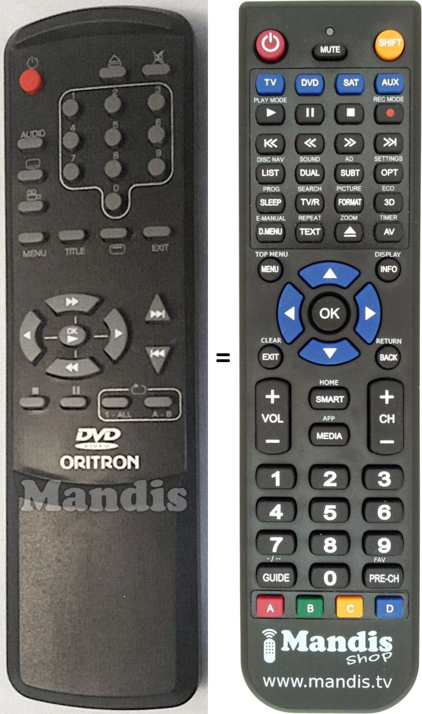 Replacement remote control Irradio DVD200