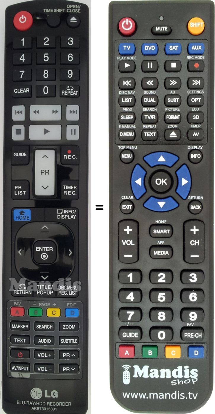 Replacement remote control LG AKB73015301