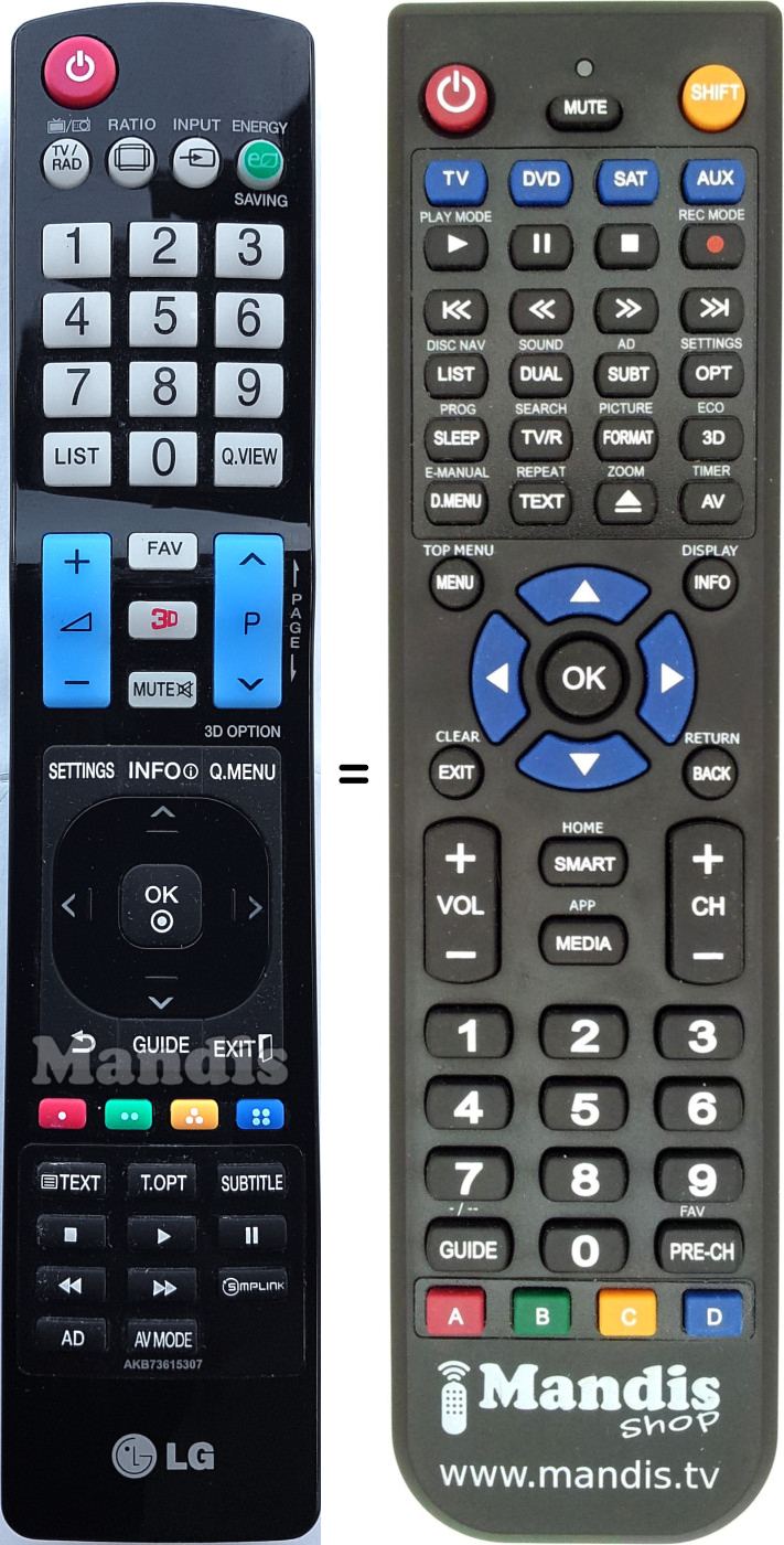 Replacement remote control LG AKB 73615307
