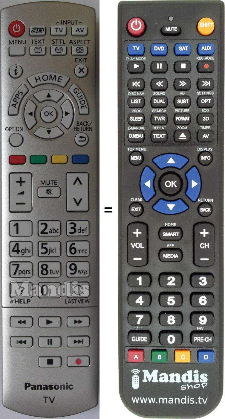 Replacement remote control Panasonic N2QAYB000928