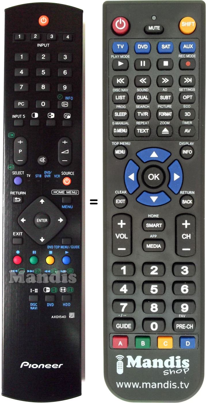 Replacement remote control Pioneer AXD1540