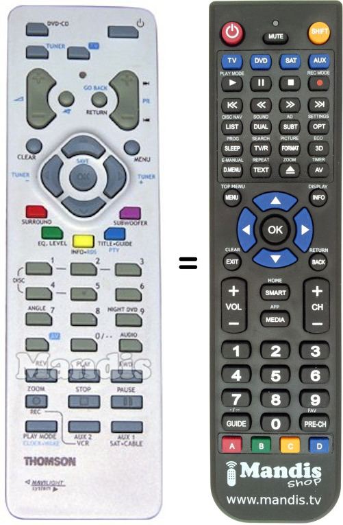 Replacement remote control Brandt RCT311AC1