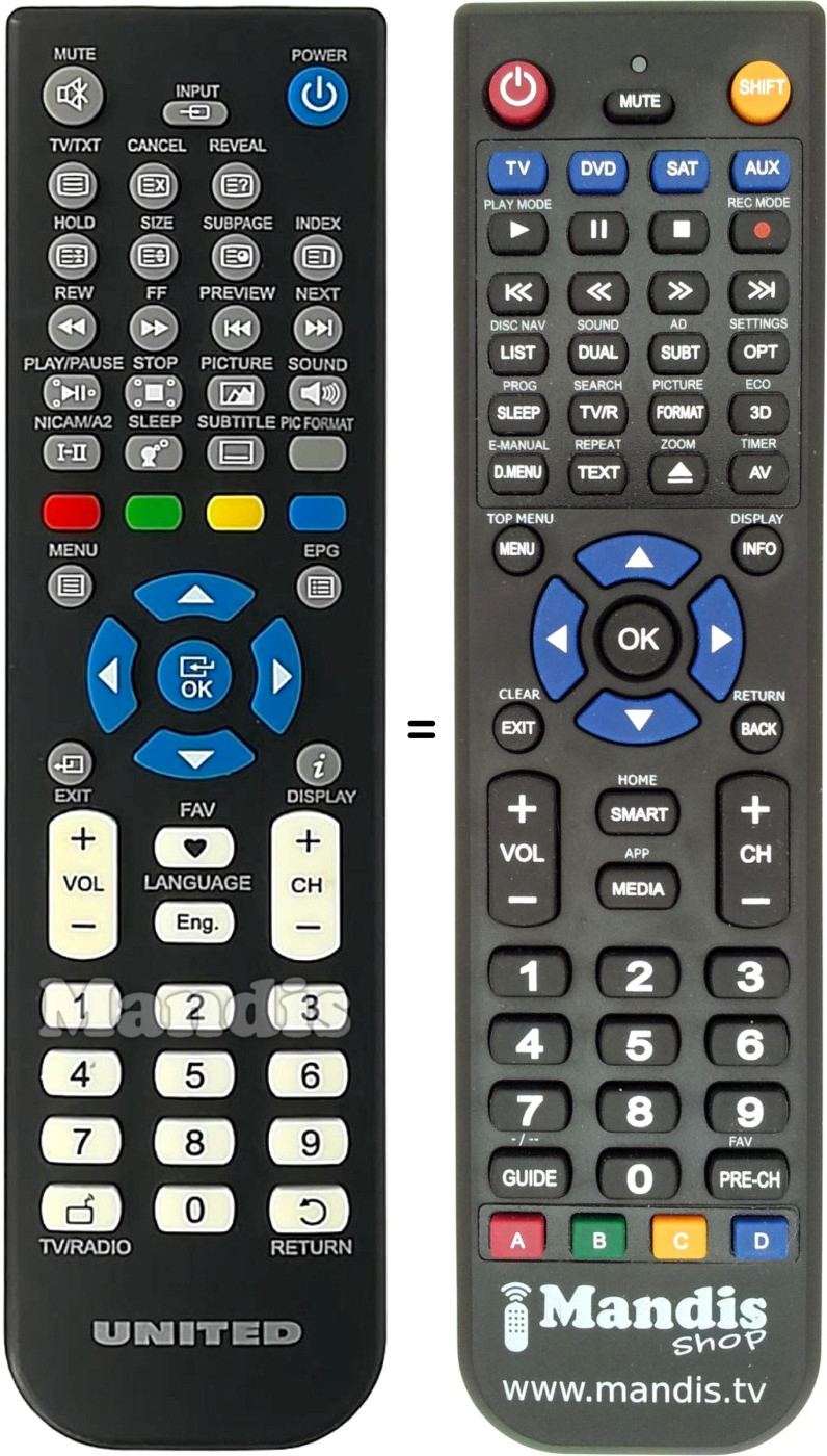 Replacement remote control United REMCON608
