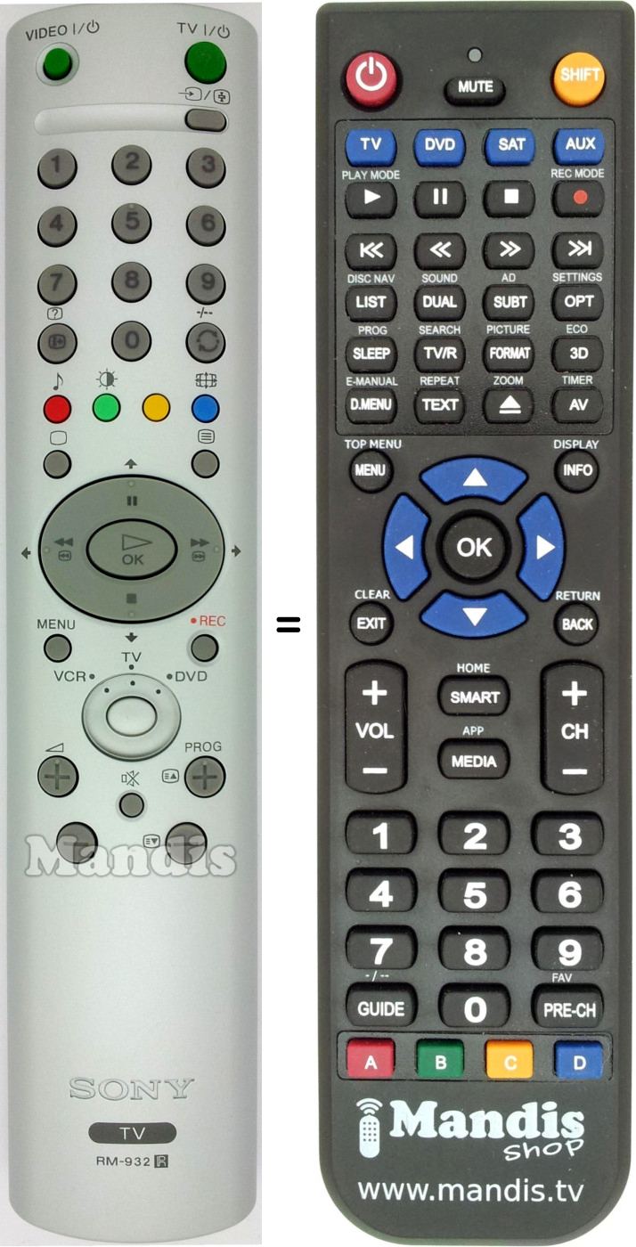 Replacement remote control Sony RM932