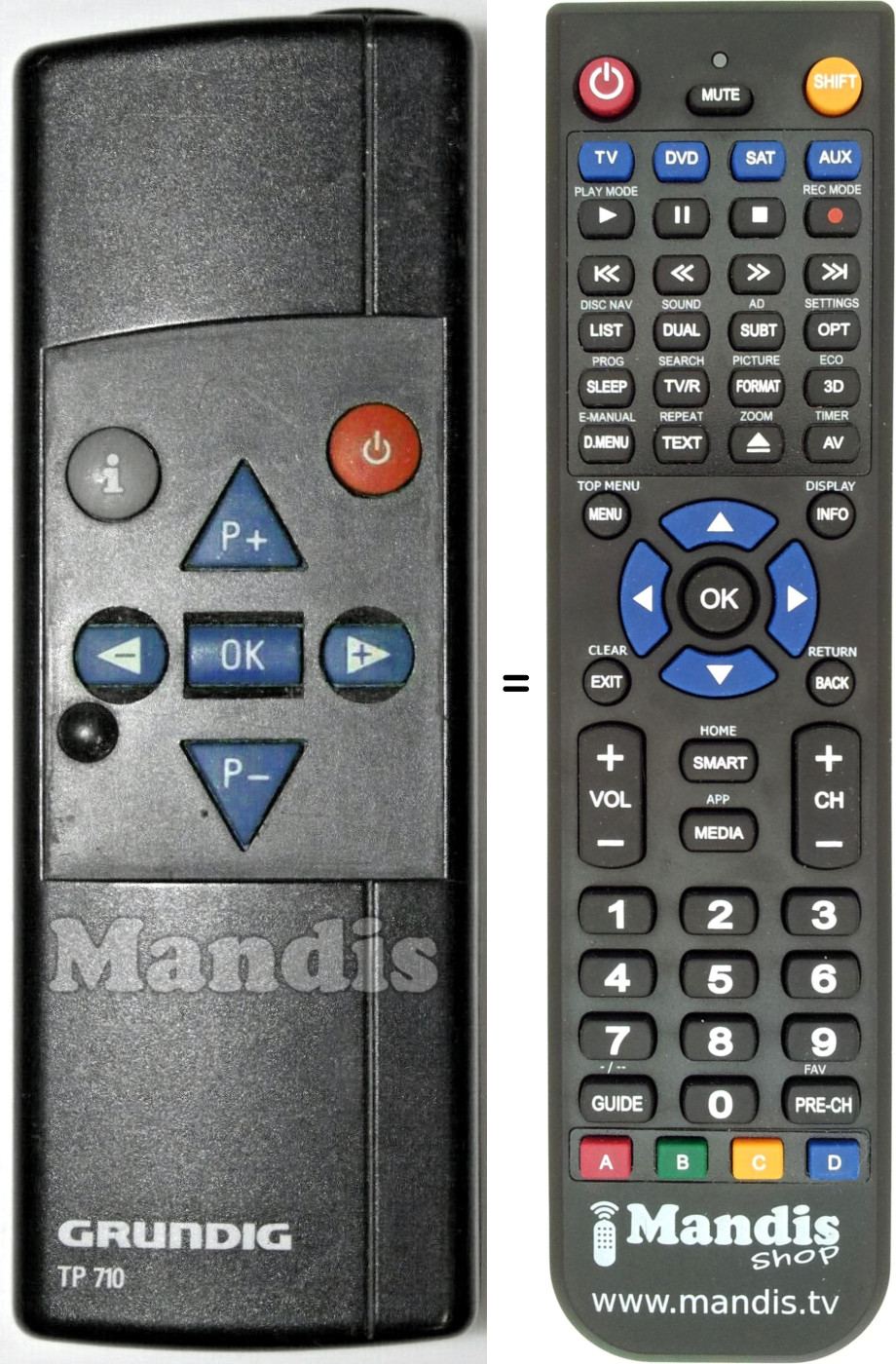 Replacement remote control Grundig TP 710