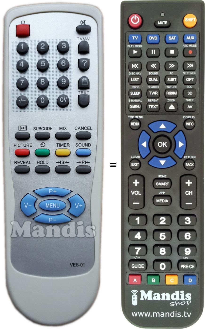 Replacement remote control UNITEK VES-01