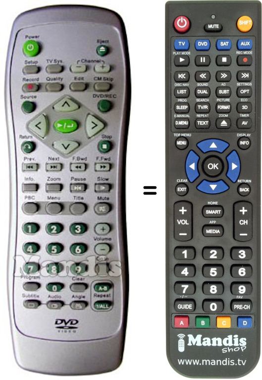 Replacement remote control MUSTEK R 100 A