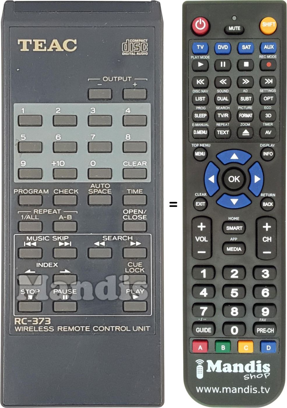 Replacement remote control RC-373