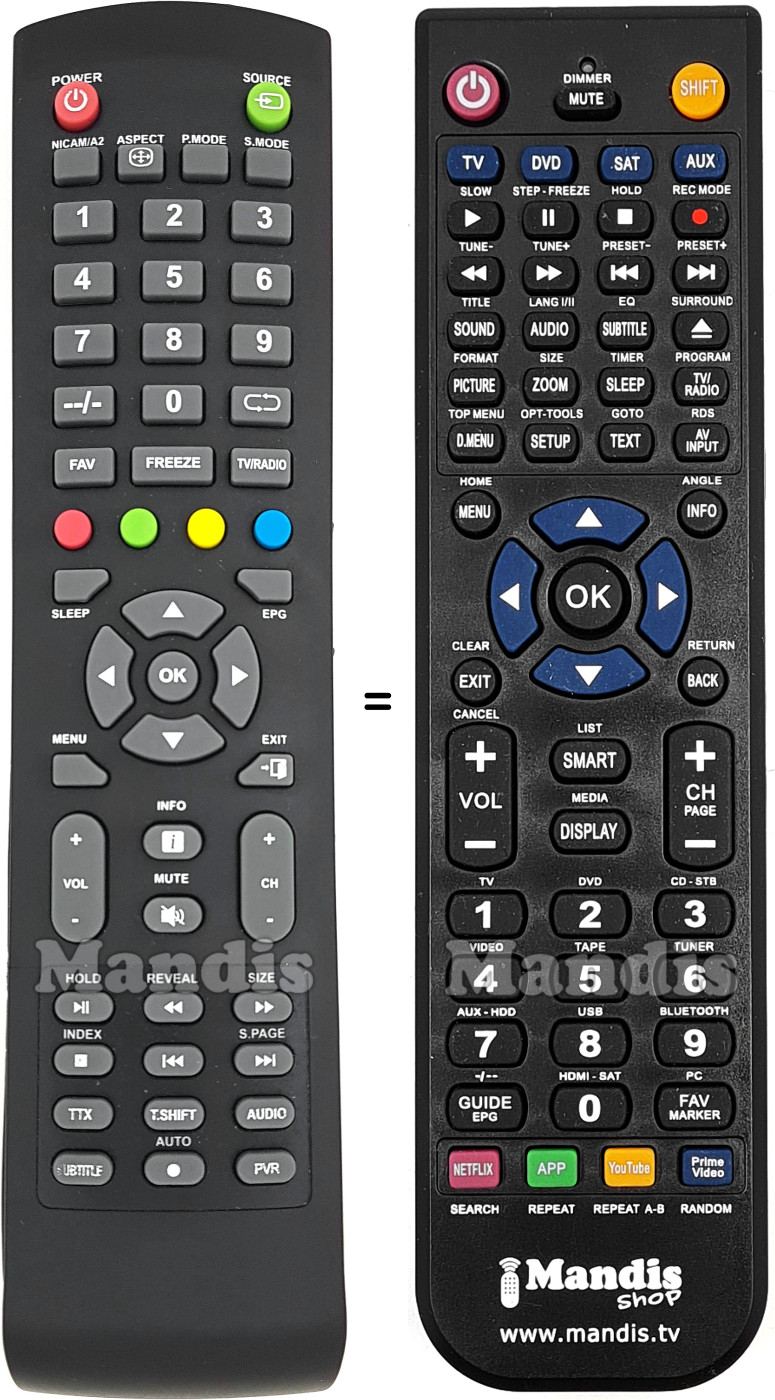 Replacement remote control Oceanic TBS43FHDPR001