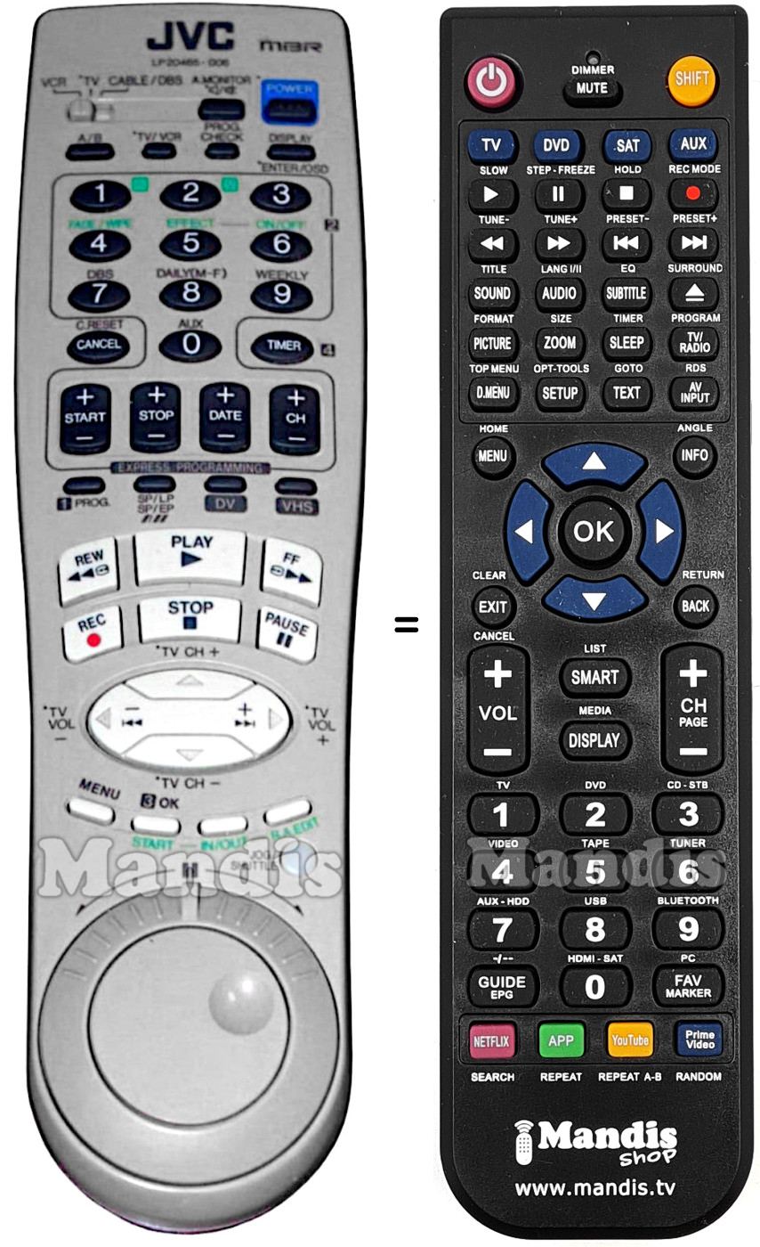 Replacement remote control JVC LP20465-00x