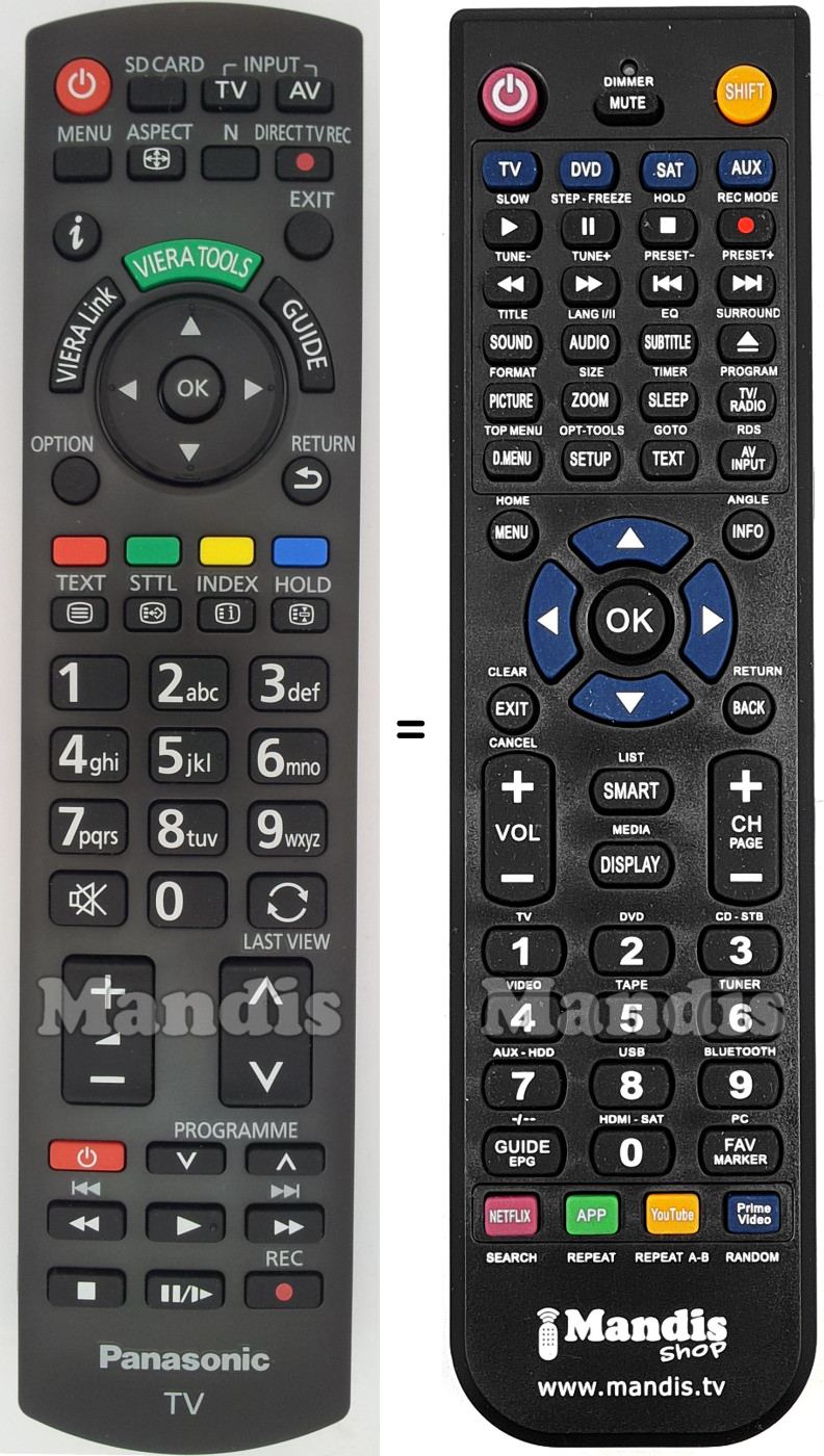 Replacement remote control Panasonic N2QAYB000487