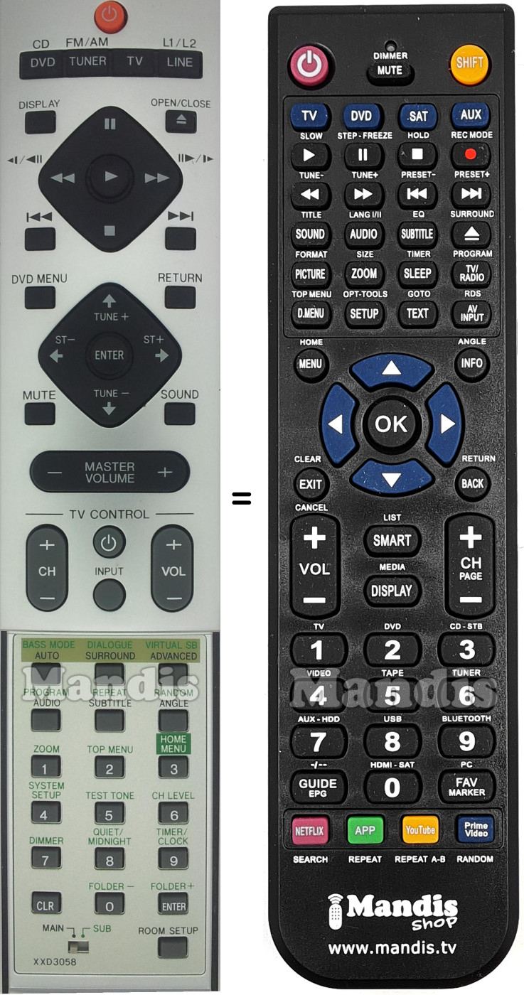 Replacement remote control Pioneer XXD3058