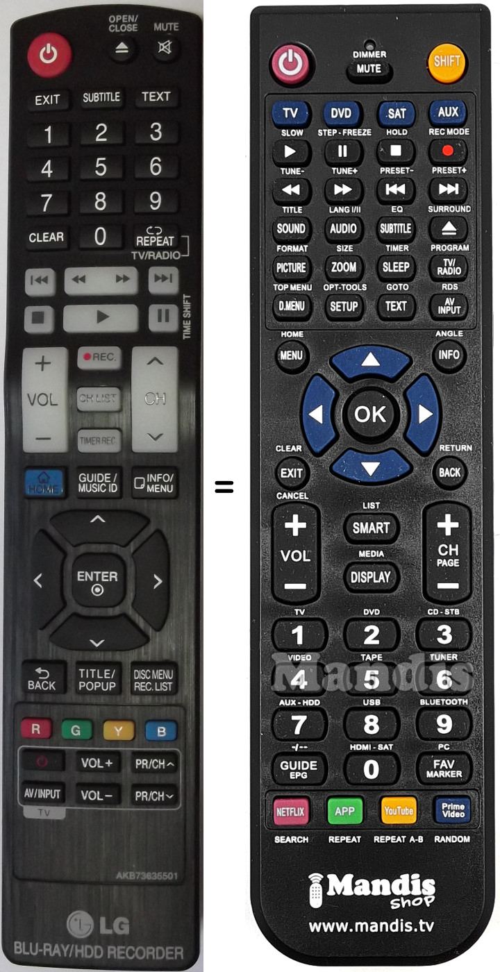 Replacement remote control LG AKB73635501
