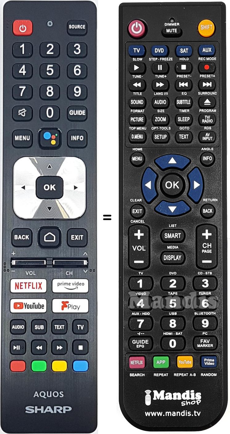Replacement remote control Sharp SHWRMC0139N