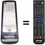 Télécommande équivalente United DVD8051