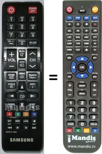 Replacement remote control for SAMSUNG TM1240A (BN59-01180A)