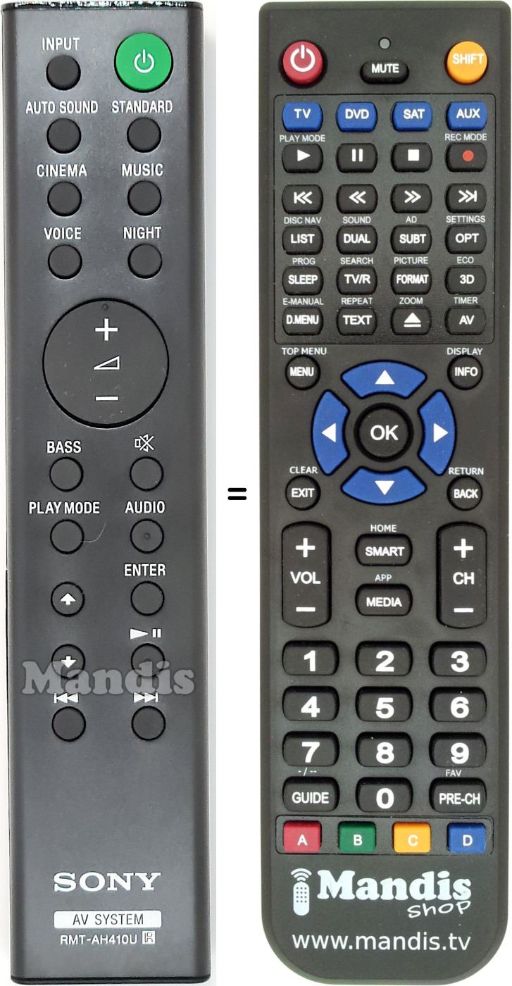 Télécommande équivalente RMT-AH410U