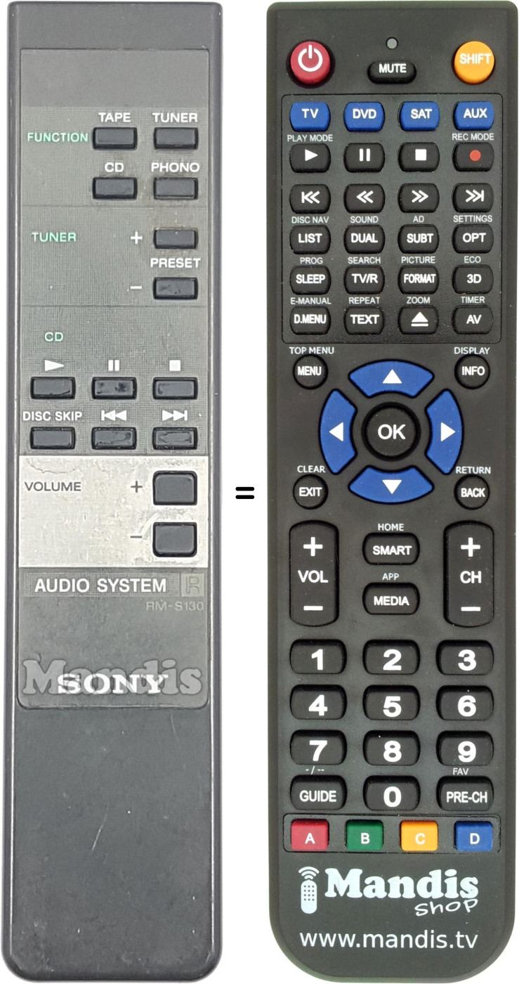 Gleichwertige Fernbedienung Sony RM-S130