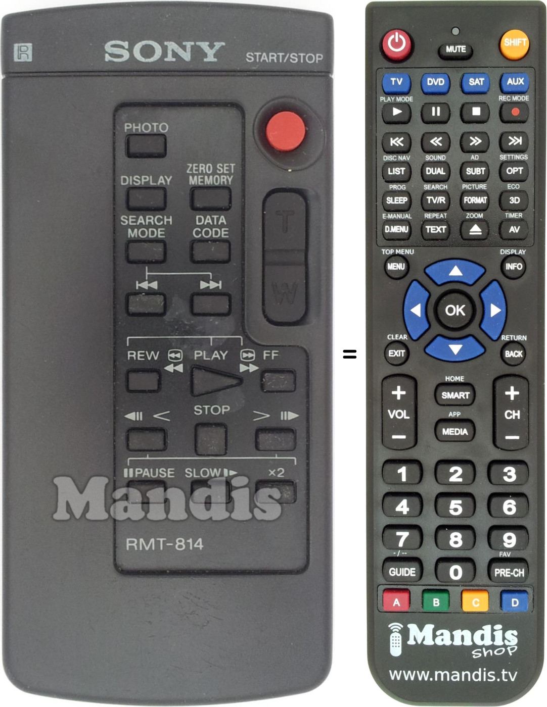Télécommande équivalente Sony RMT-814