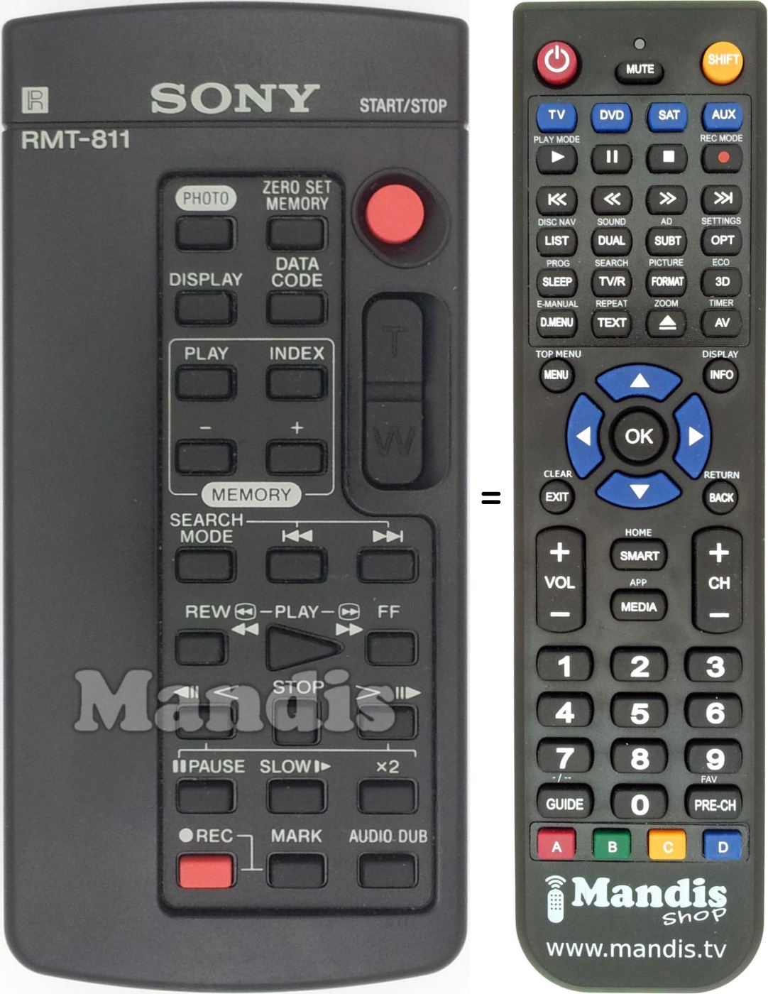 Télécommande équivalente Sony RMT-811