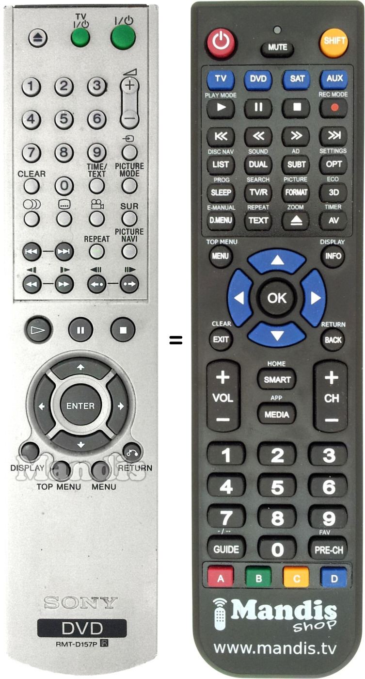 Télécommande équivalente Sony RMT-D157P