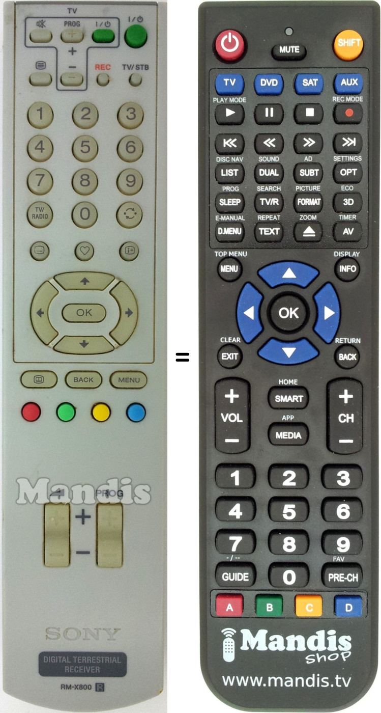Télécommande équivalente Sony RM-X800