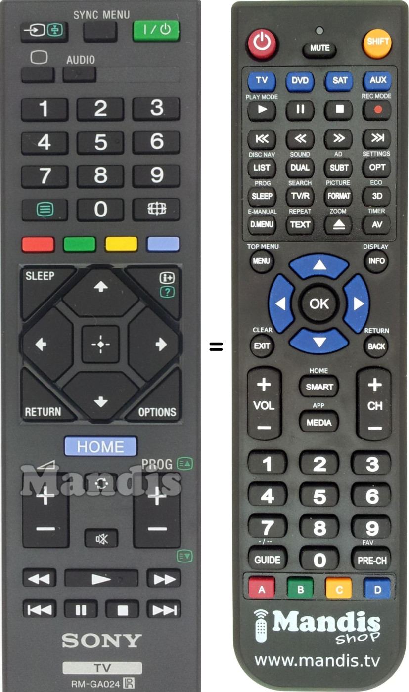 Télécommande équivalente Sony RM-GA024