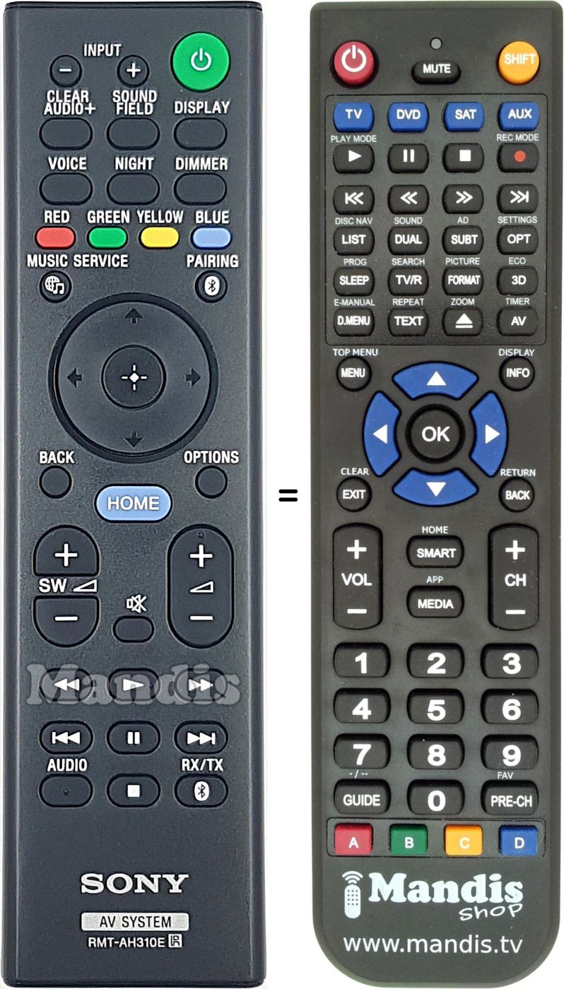 Gleichwertige Fernbedienung Sony RMT-AH310E