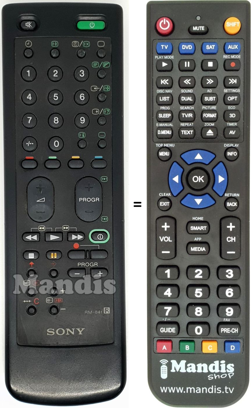 Télécommande équivalente Sony RM-841