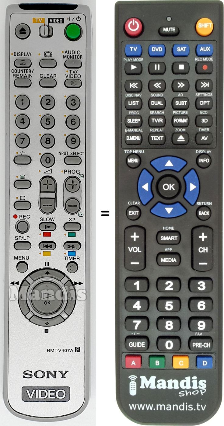 Télécommande équivalente RMT-V407A