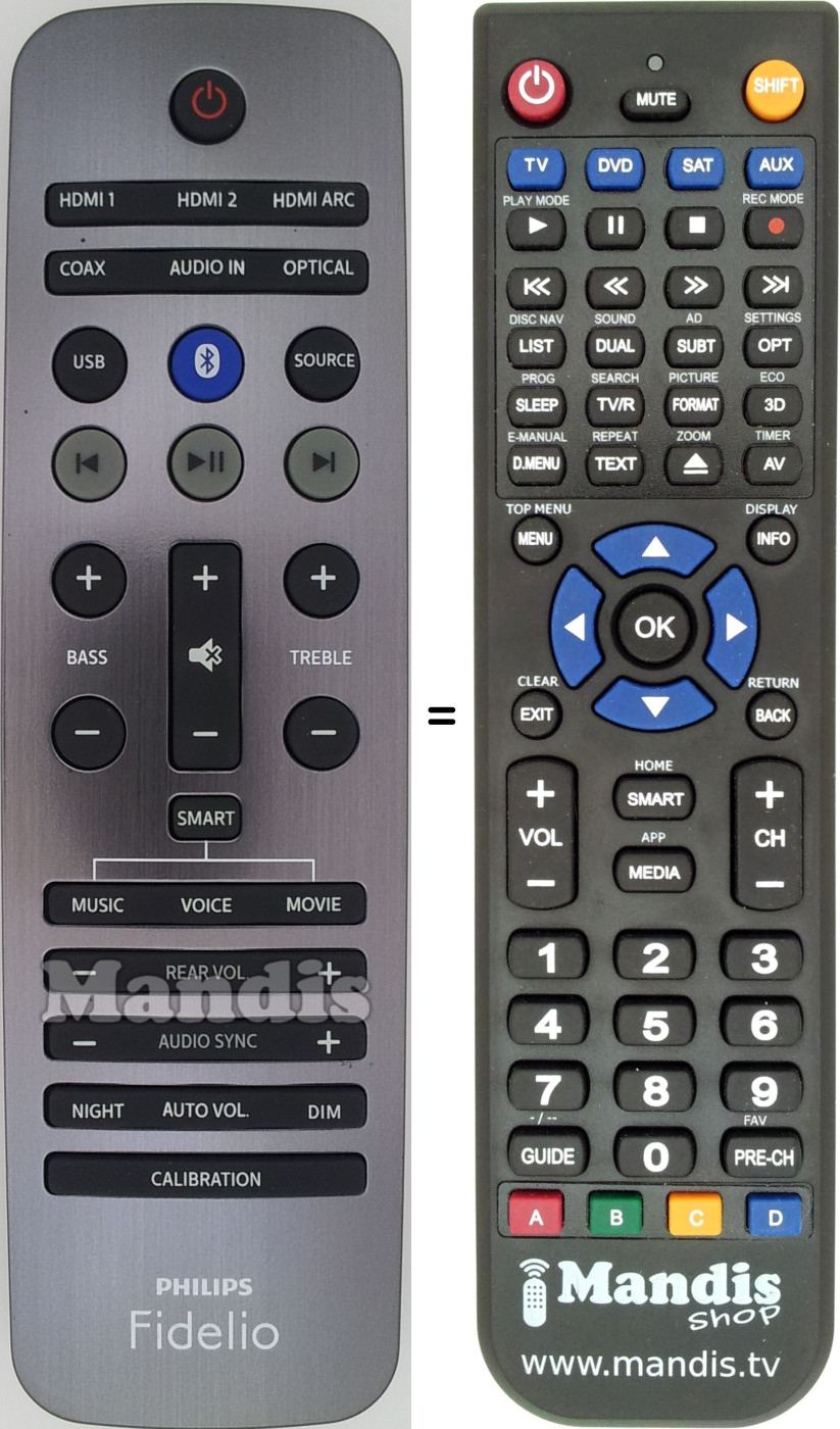 Télécommande équivalente Philips 996580008732