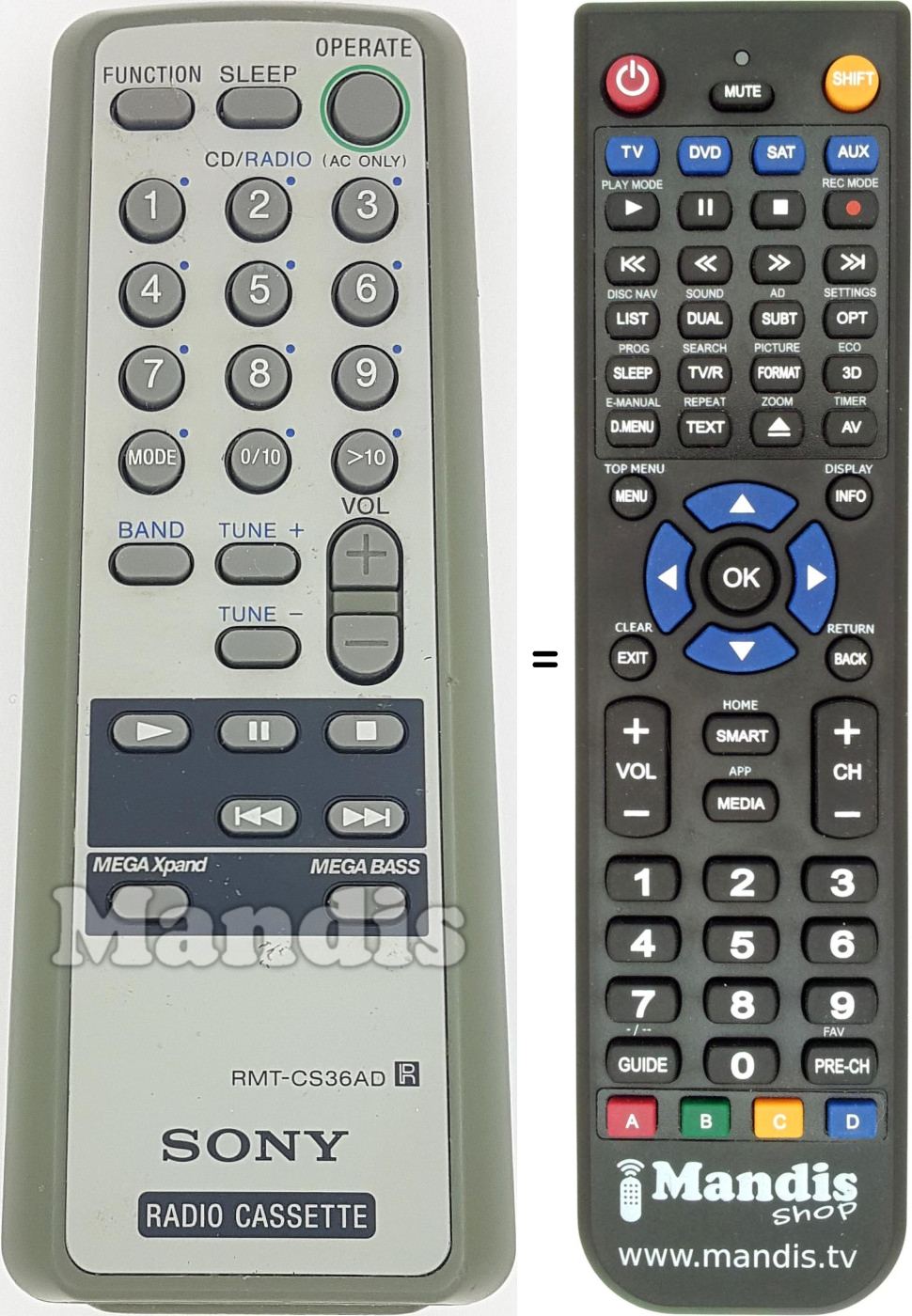 Télécommande équivalente RMT-CS36AD