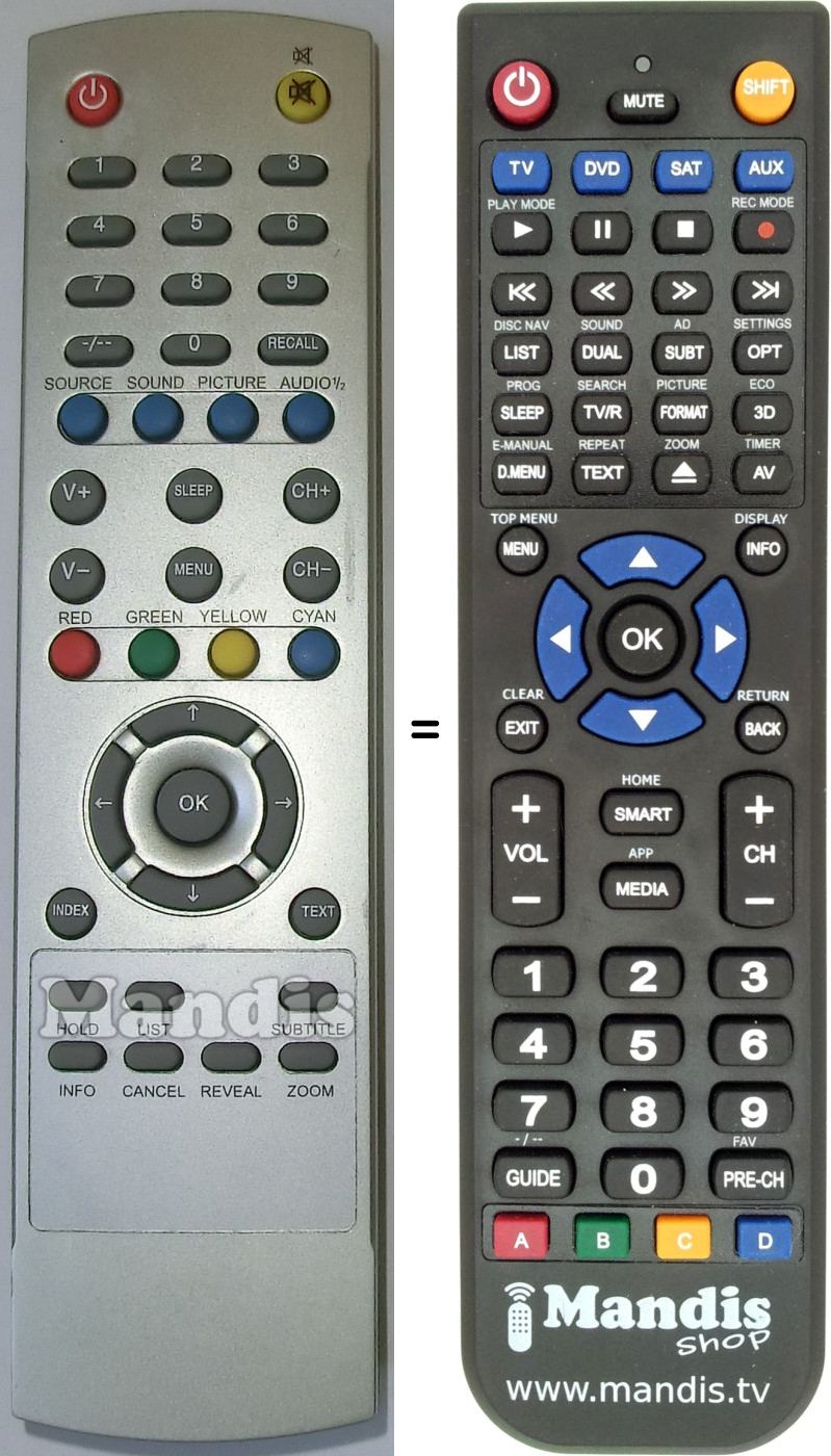 Replacement remote control D-Vision RC42TXT