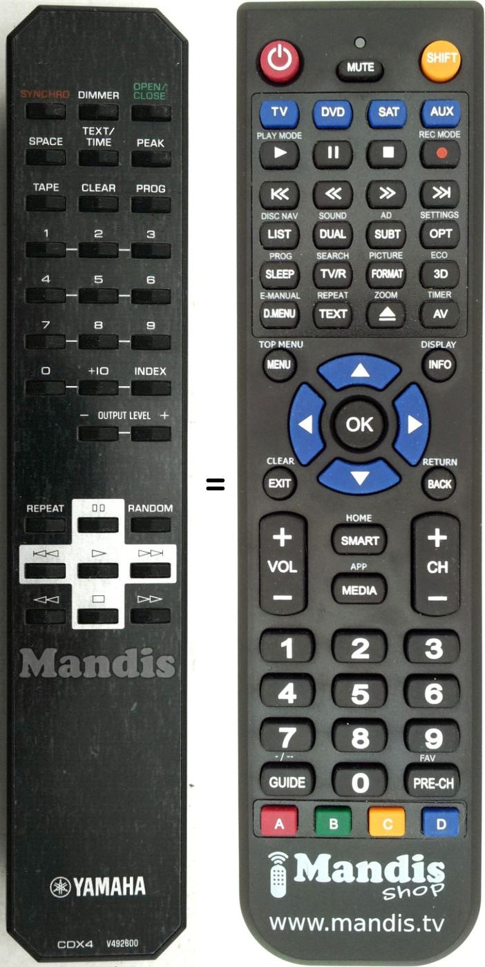 Gleichwertige Fernbedienung Yamaha CDX4