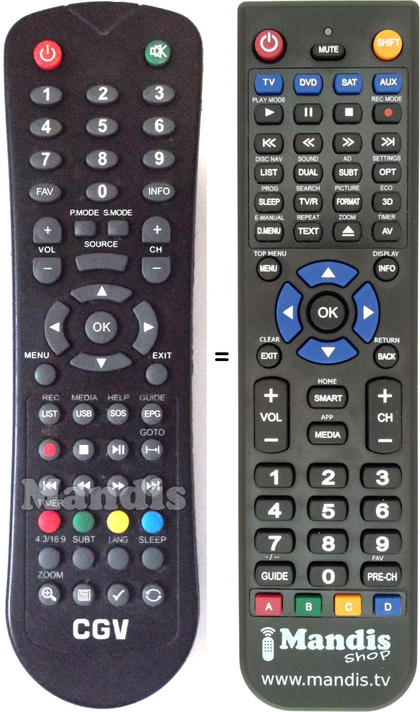 Replacement remote control CGV LEE22HDW10