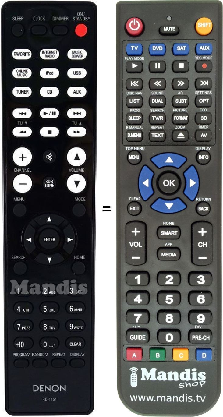 Télécommande équivalente RC1154