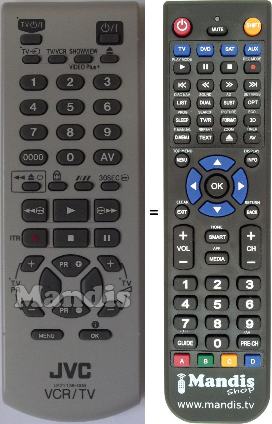 Télécommande équivalente JVC LP21138006