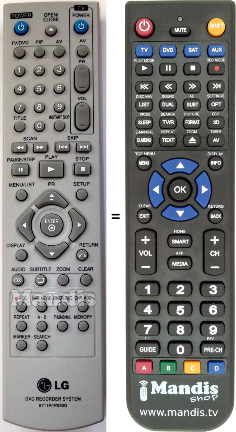Télécommande équivalente 6711R1P090D