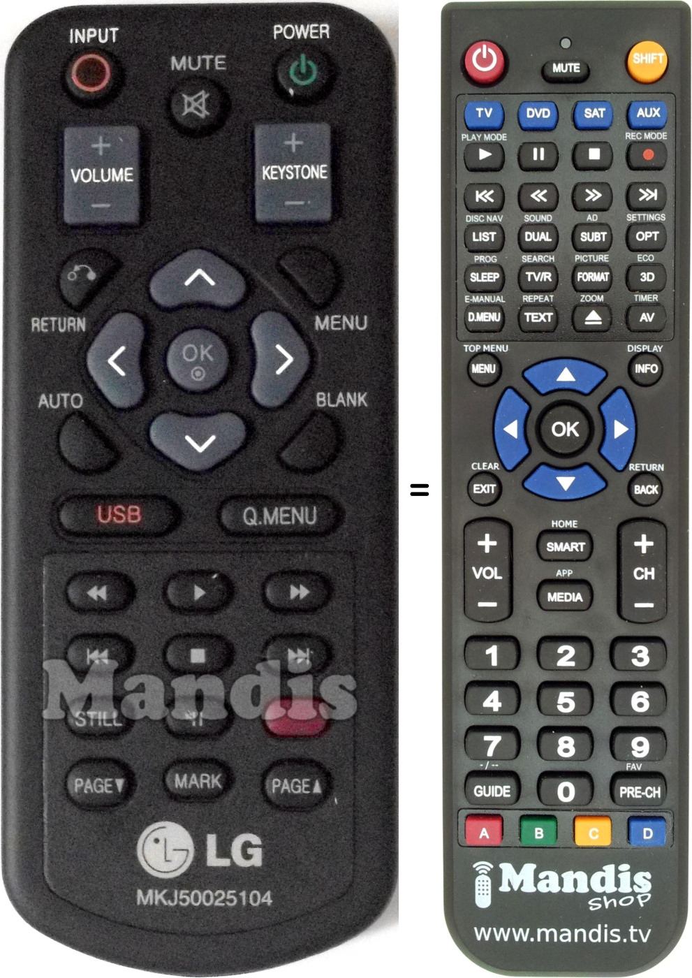 Replacement remote control LG MKJ50025104