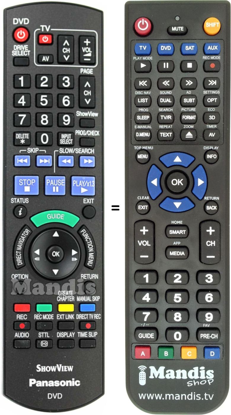 Replacement remote control Panasonic N2QAYB000129