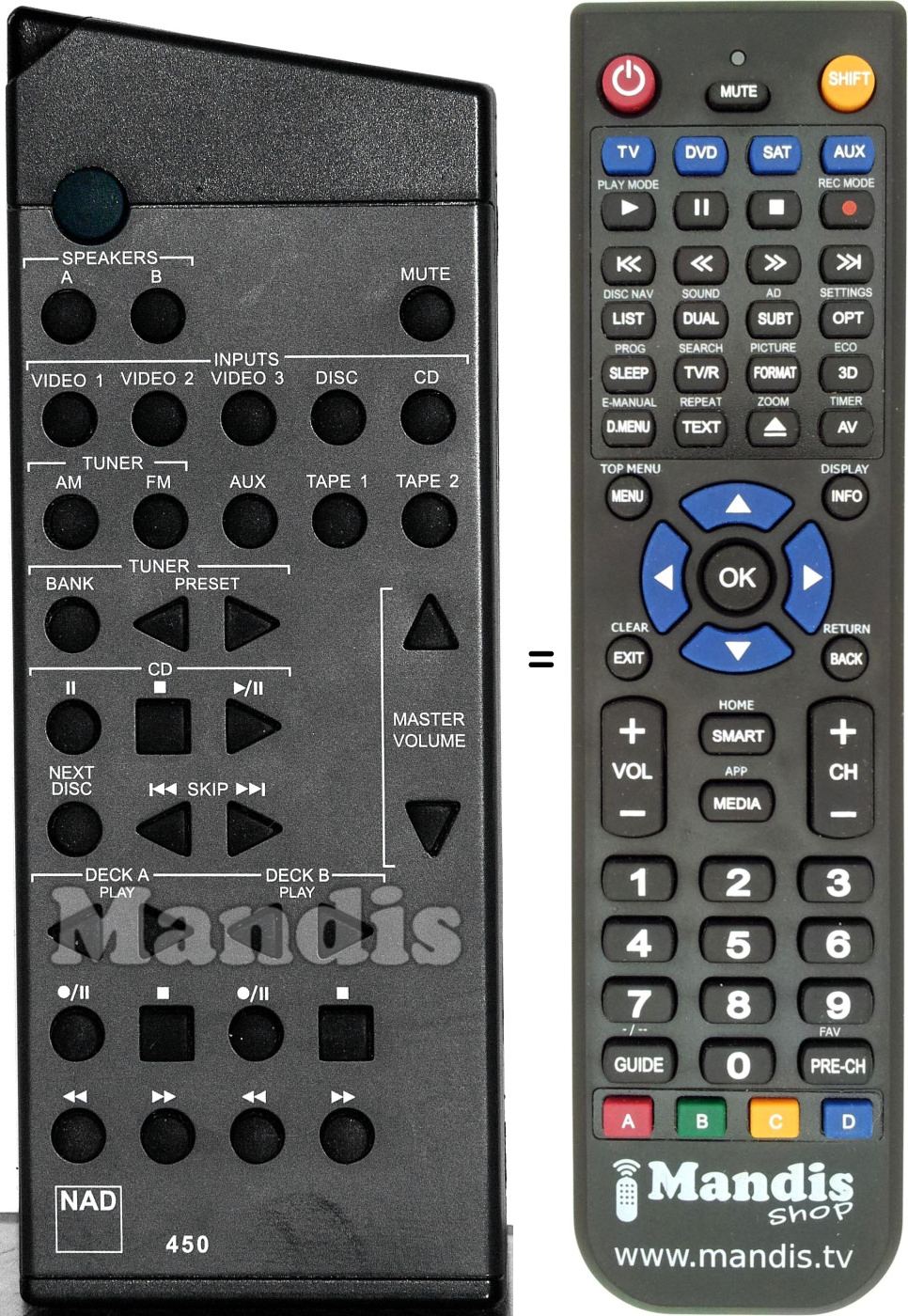 Replacement remote control NAD 450