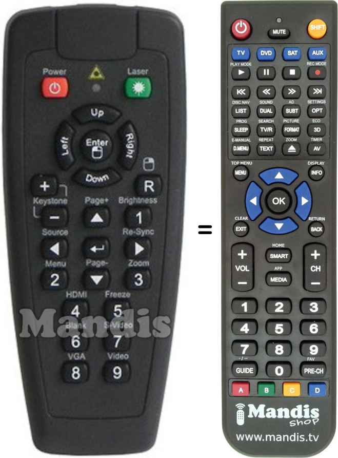 Replacement remote control Optoma EX330