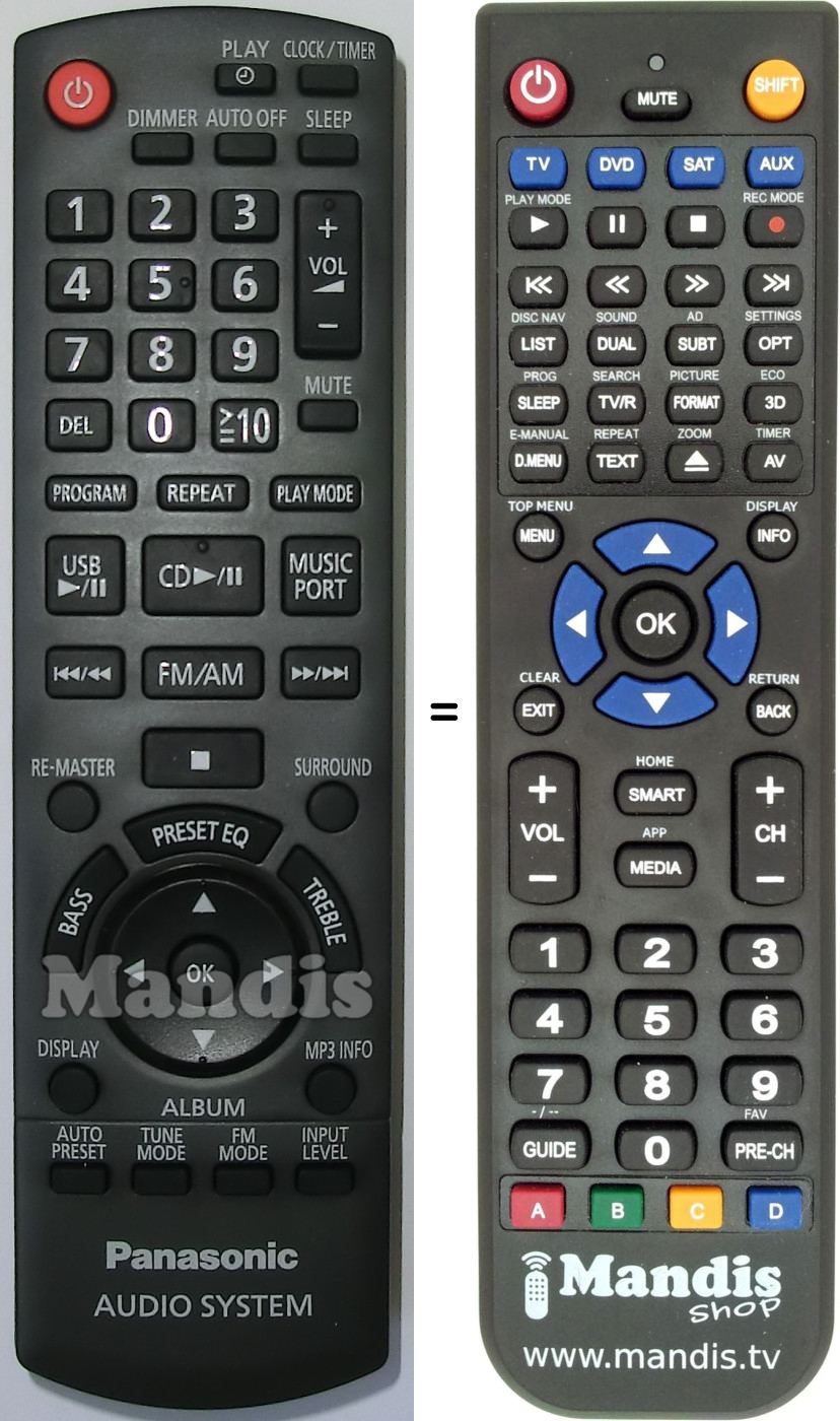 Replacement remote control Panasonic N2QAYB000384