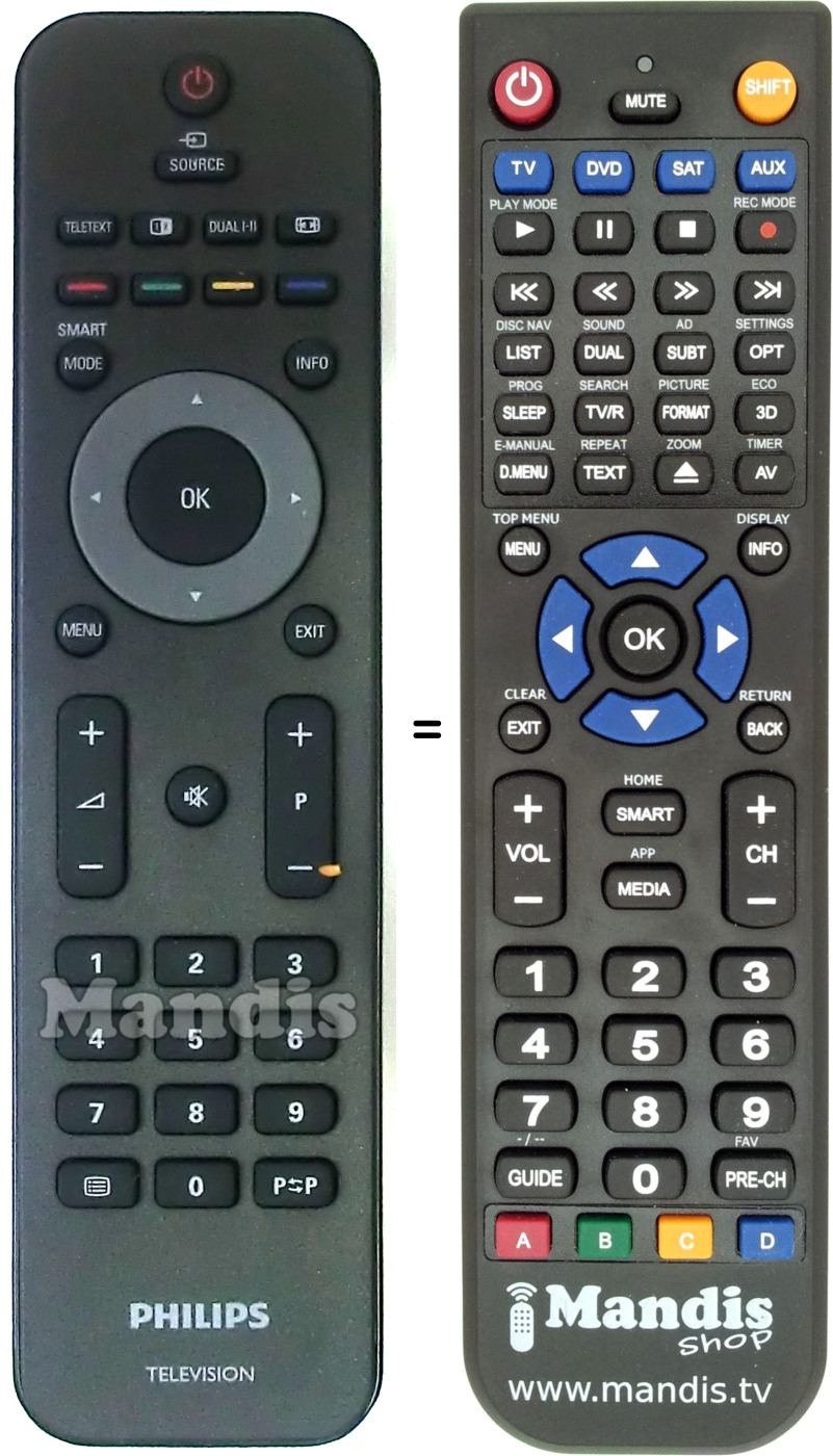 Télécommande équivalente Philips RC474501
