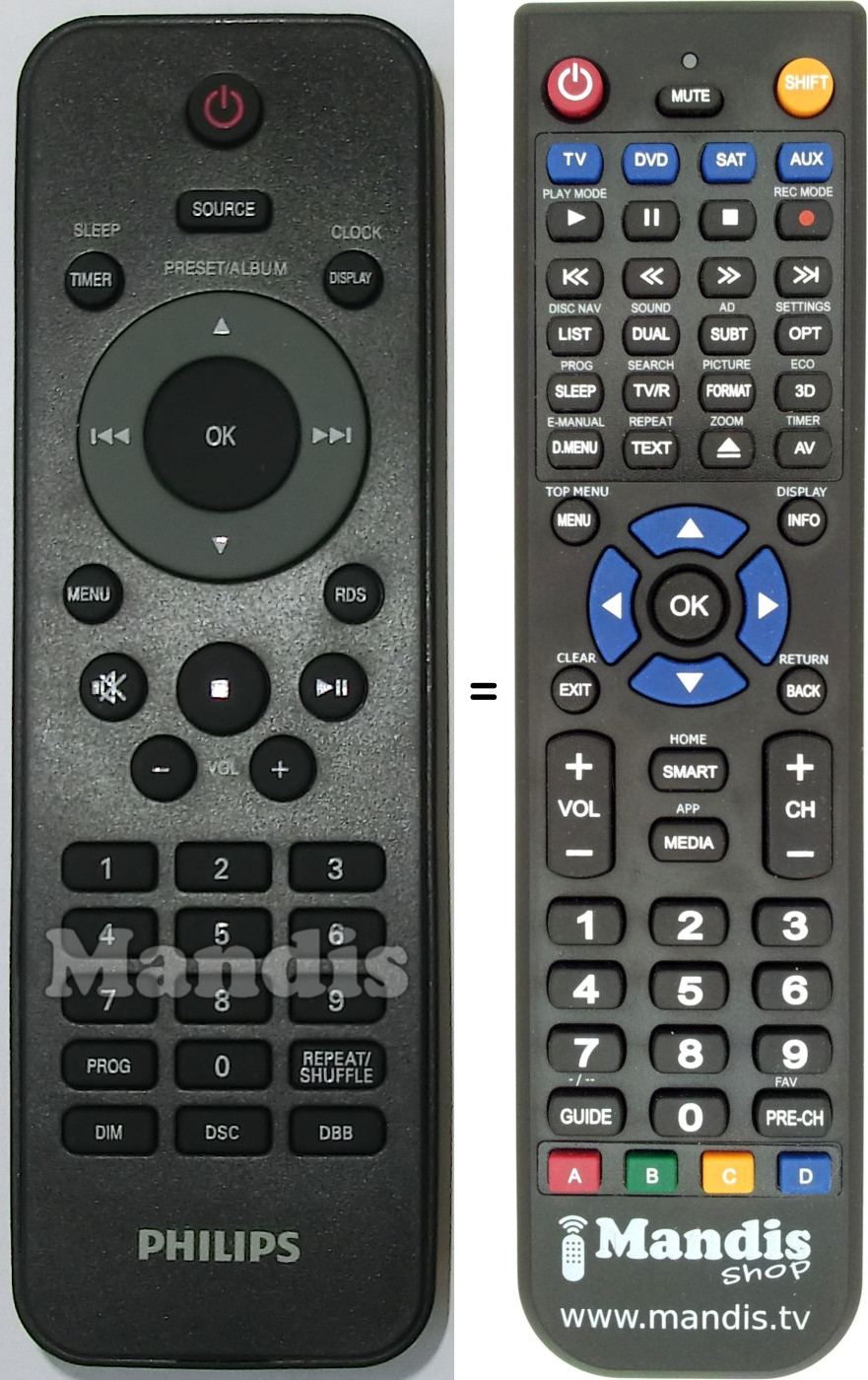 Télécommande équivalente Philips 996510044996
