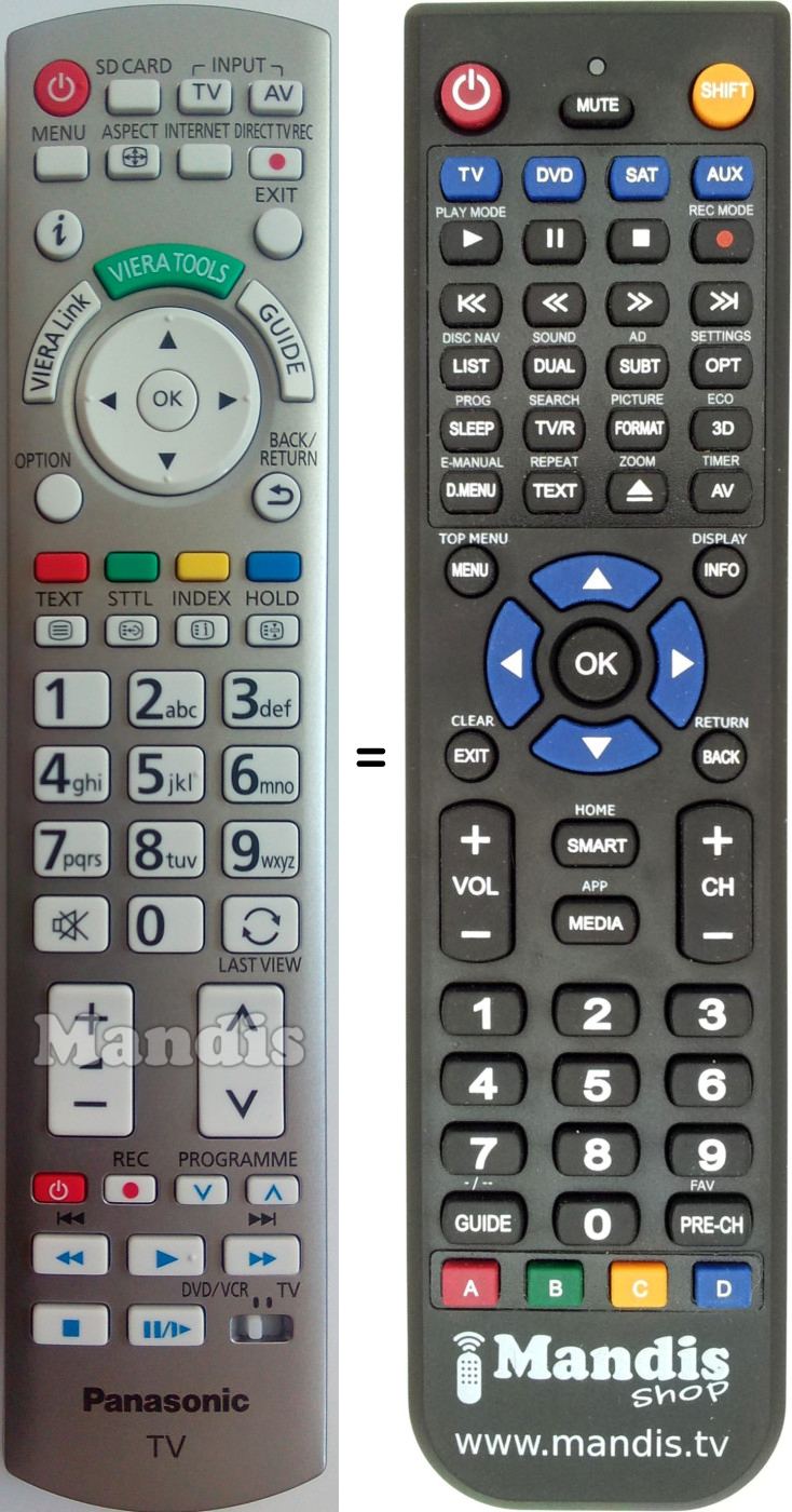 Replacement remote control Panasonic N2QAYB000673