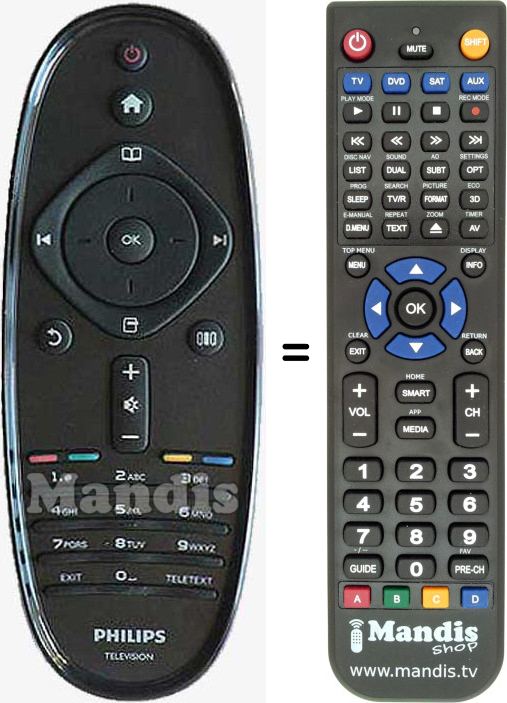 Replacement remote control Philips 242254990239