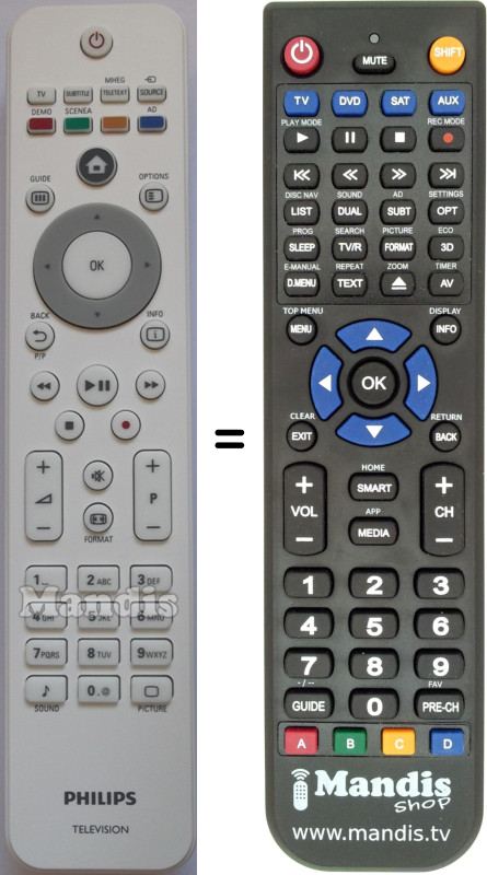 Replacement remote control Philips 242254902315