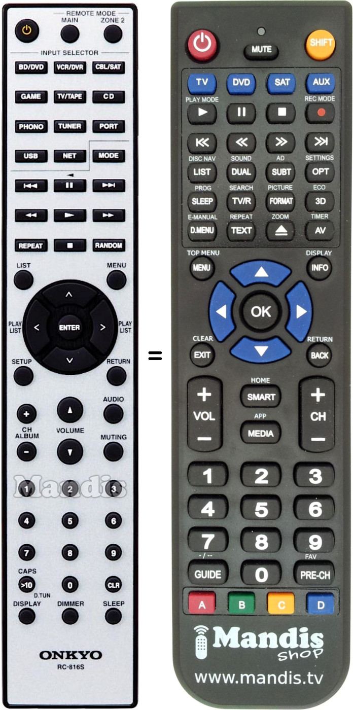 Replacement remote control Onkyo RC-816S